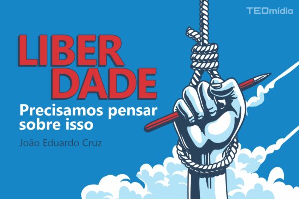 mão da liberdade prateada enforcada no céu, precisamos pensar sobre isso